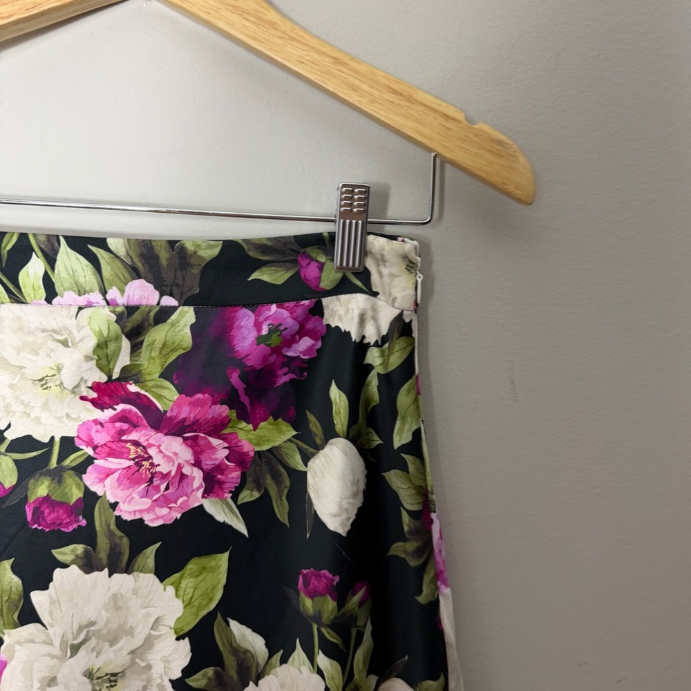 Anthropologie Hutch Meadow Midi Floral Asymmetrical Skirt Satin Size 4 790 - Picture 6 of 12